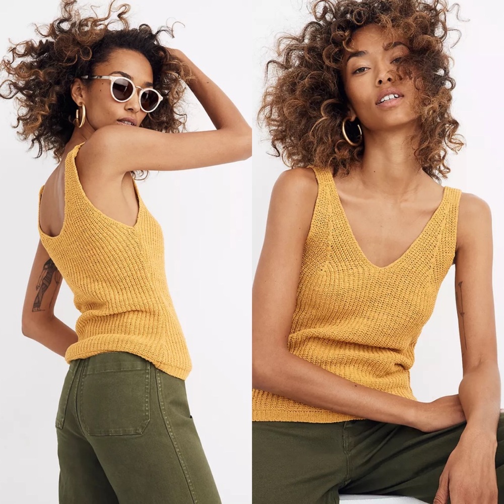 Golden mustard knitted sweater tank LRG